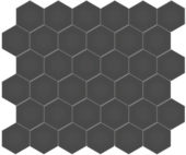 2" Retro Black Matte Unglazed Hex Mosaic | Glens Falls Tile & Supplies
