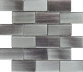 2"X4" Linear Light Grey Glass Brick Pattern Mosaic | Glens Falls Tile & Supplies