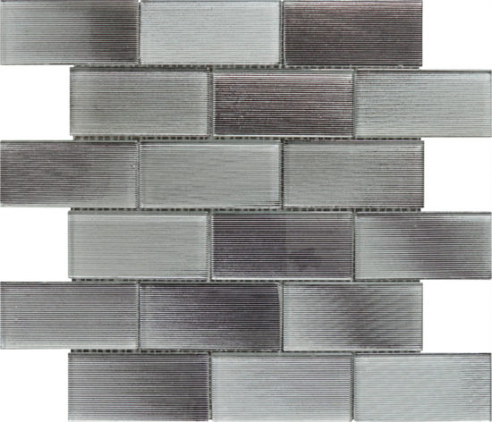 2"X4" Linear Light Grey Glass Brick Pattern Mosaic | Glens Falls Tile & Supplies
