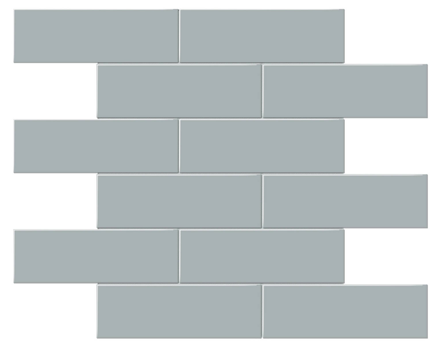 2x6 Cloud Blue Glossy Brick Mosaic | Glens Falls Tile & Supplies