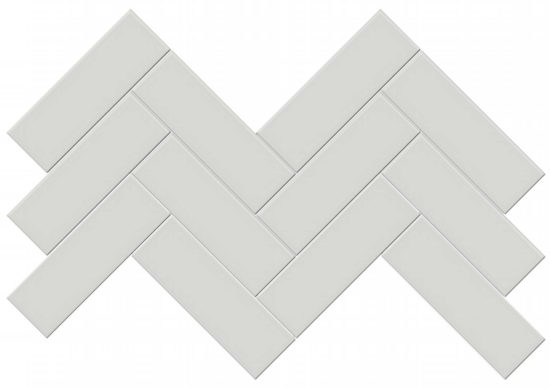 2x6 Warm Grey Glossy Herringbone Mosaic