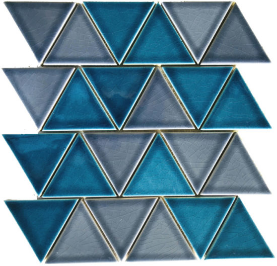 3" Triangular Glazed Ceramic Grey Blue Mosaic | Glens Falls Tile & Supplies