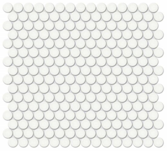 3/4" White Glossy Penny Round Mosaic