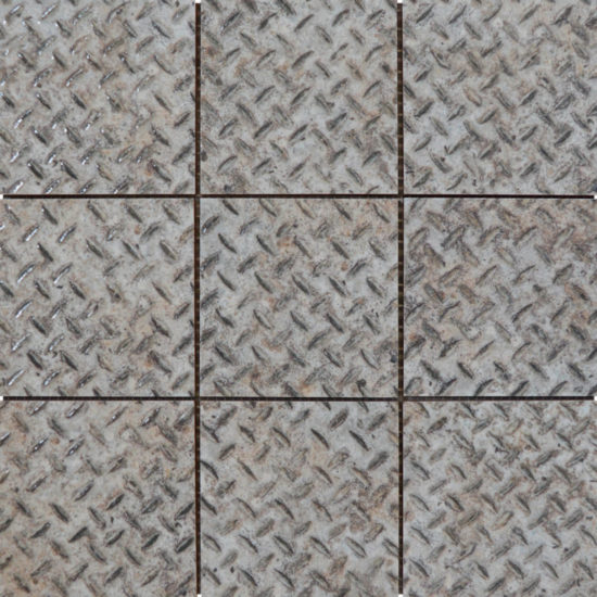 4"X4" Silver Industrial Relief Pattern Glazed Ceramic Mosaic | Glens Falls Tile & Supplies