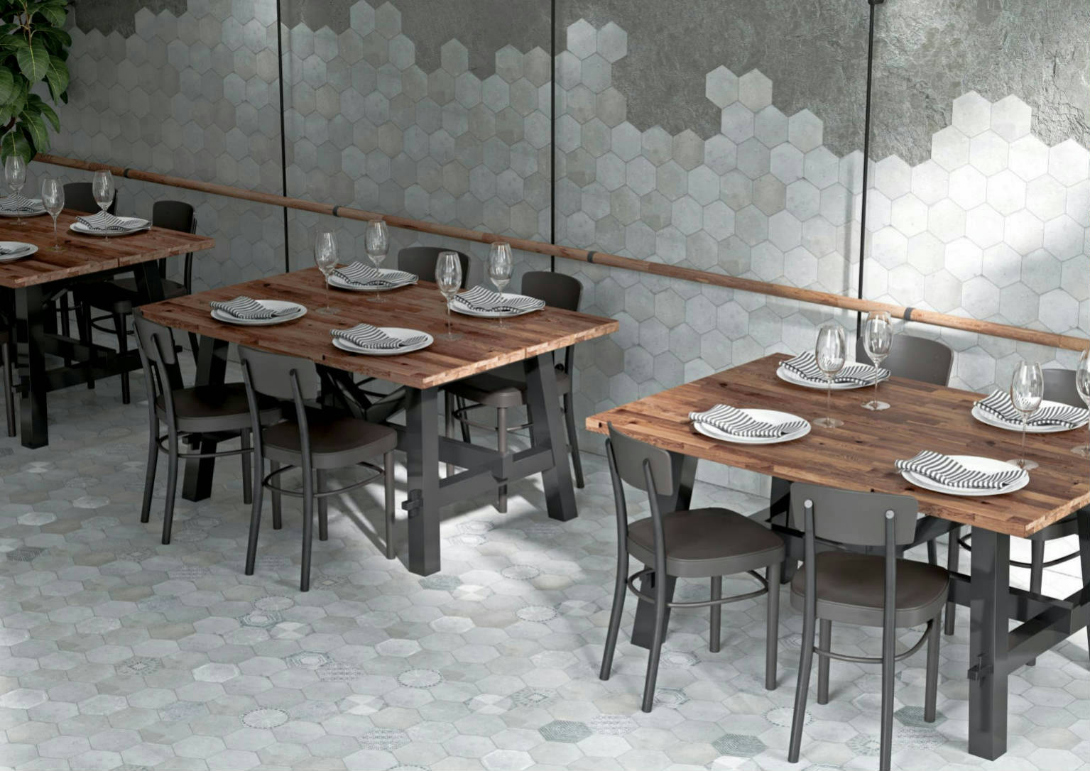 Alma 5.5x6.3” Grey and Grey Decor Hexagon 0 | Glens Falls Tile & Supplies