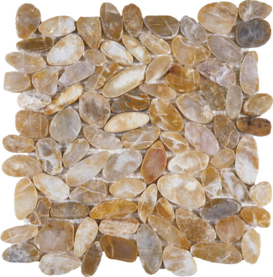 Beige Sliced Polished Pebble Interlocking Mosaic | Glens Falls Tile & Supplies