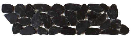 Black Sliced Polished Pebble Interlocking Border | Glens Falls Tile & Supplies