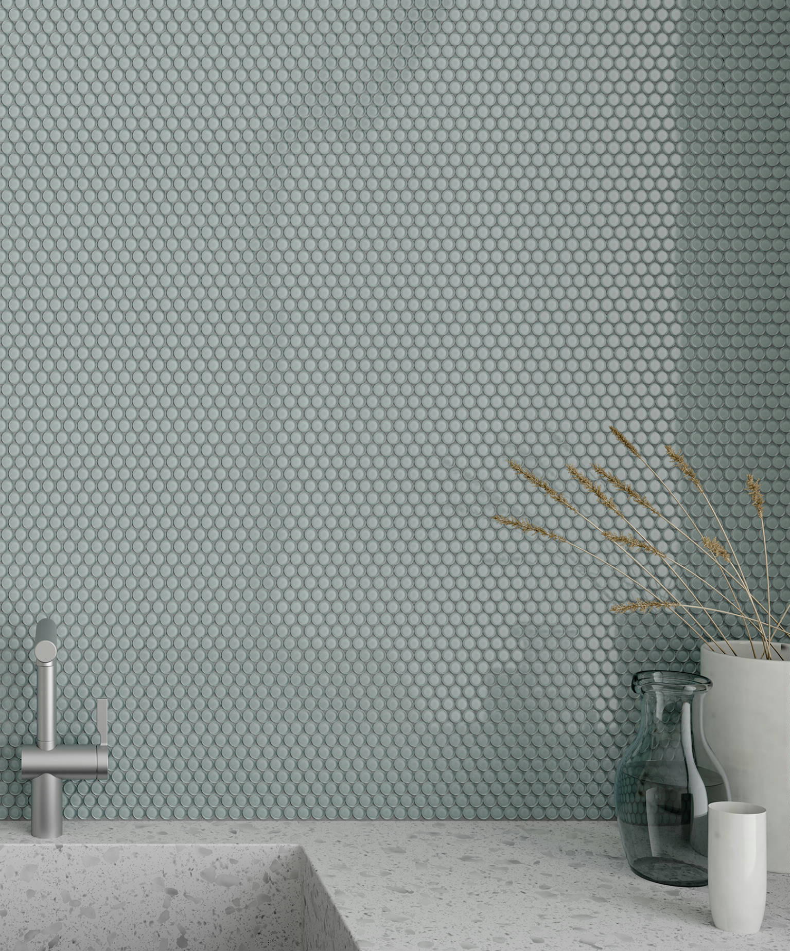 Bliss Element Shadow Penny Round Mosaic | Glens Falls Tile & Supplies
