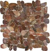 Brown Sliced Polished Pebble Interlocking Mosaic | Glens Falls Tile & Supplies