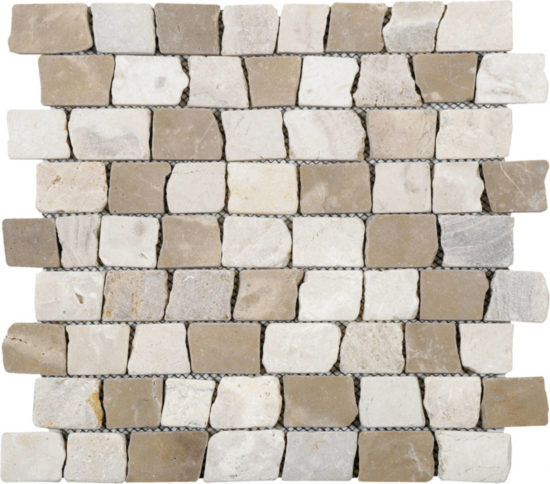Cappuccino Onyx Cream Cubic Brick Marble Interlocking Mosaic | Glens Falls Tile & Supplies