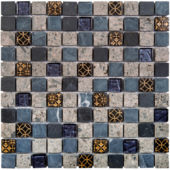 Grey/Blue Glass Mix Marble Mosaic 1 | Glens Falls Tile & Supplies