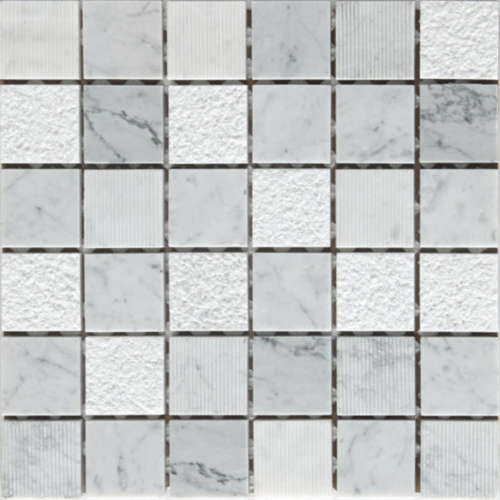 Grey/White Marble Sand Blasted Honed Mix Finish 2"x2" | Glens Falls Tile & Supplies