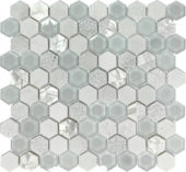 Hexagon Glass Marble & Mother Pearl White Mix Mosaic | Glens Falls Tile & Supplies