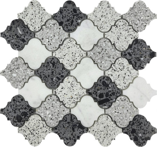 Lantern Terrazzo Marble White Grey Black Mix Mosaic | Glens Falls Tile & Supplies