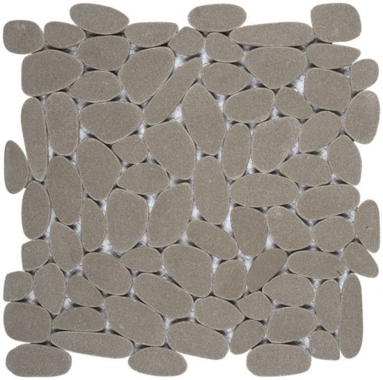 Light Grey Sliced Reconstituted Pebble Interlocking Mosaic | Glens Falls Tile & Supplies