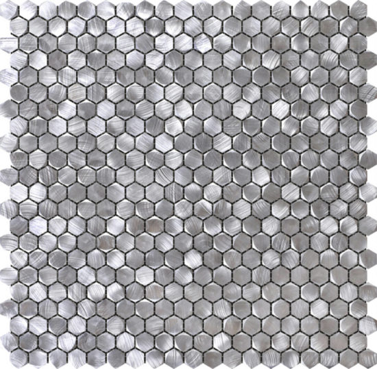 Medium Hexagon Silver Aluminum Mosaic | Glens Falls Tile & Supplies