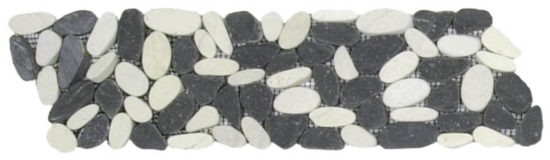 Mix White/Black Sliced Matte Pebble Interlocking Border | Glens Falls Tile & Supplies