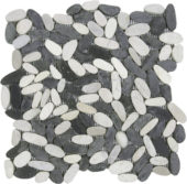 Mix White/Black Sliced Matte Pebble Interlocking Mosaic | Glens Falls Tile & Supplies