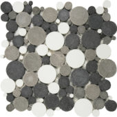 Mix White/Black/Grey Reconstituted Round Interlocking Mosaic | Glens Falls Tile & Supplies