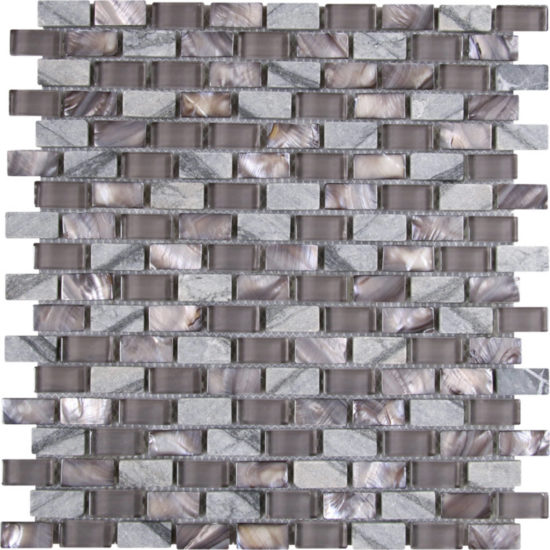 Mother Of Pearl Glass Marble Taupe Grey Mix Brick Mosaic | Glens Falls Tile & Supplies