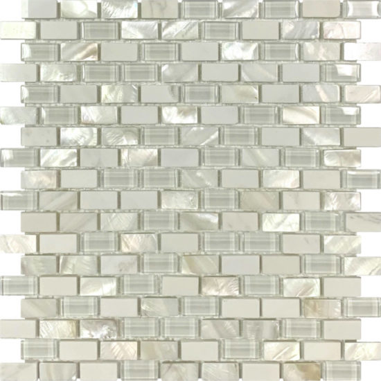 Mother Of Pearl Glass Marble White Mix Brick Mosaic | Glens Falls Tile & Supplies