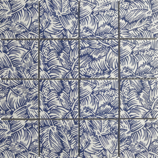 Palmtree Glazed Ceramic 3"X3" Cobalt Blue & White Mosaic | Glens Falls Tile & Supplies