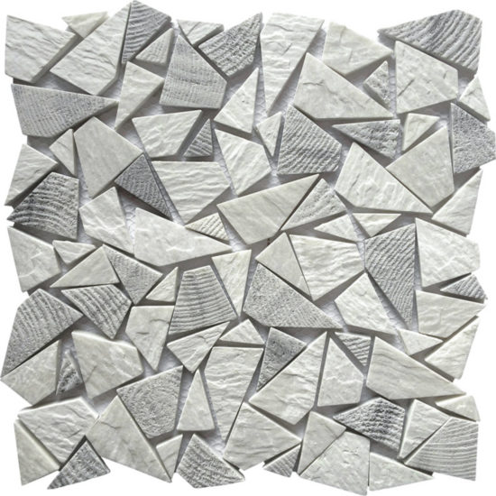 Reconstituted White Grey Mix Mini Opus Stone Mosaic | Glens Falls Tile & Supplies