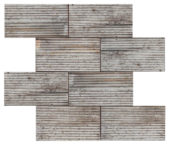 Riviera Tileworks Chelsea 2.8"x6" Silver Industrial Linear Relief Pattern Glazed Ceramic Moisaic | Glens Falls Tile & Supplies