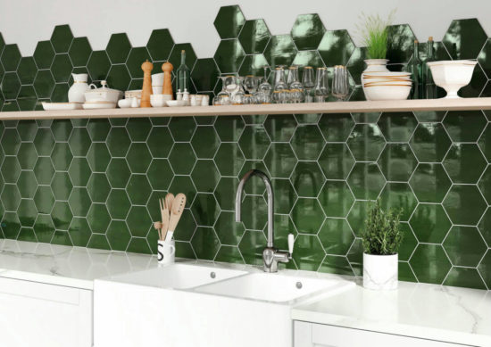 Ronda 5.5X6.3” Green Hexagon | Glens Falls Tile & Supplies
