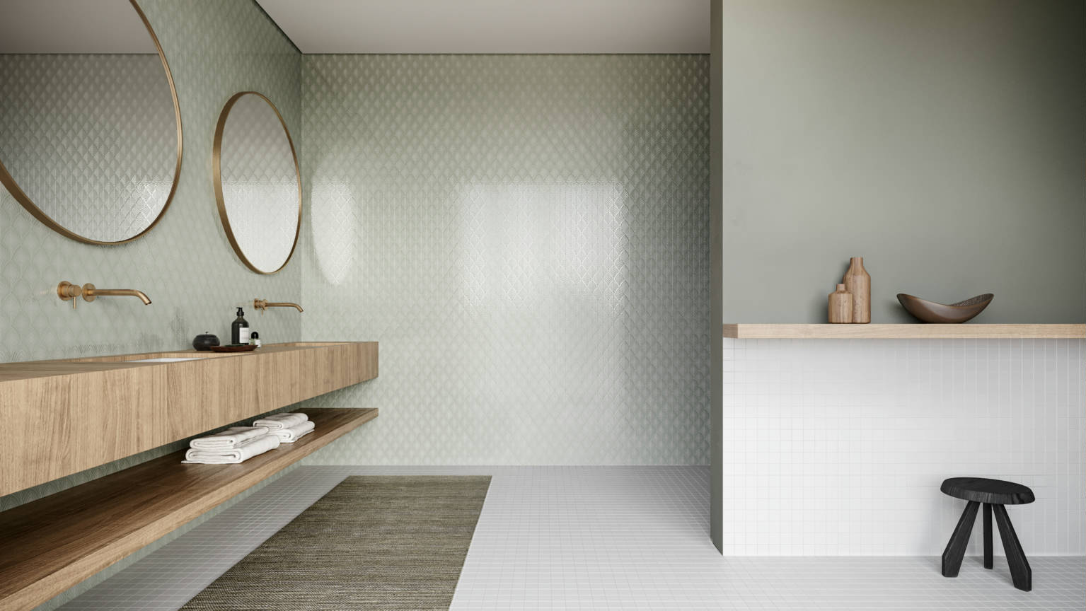 Traditions Soft Sage Glossy Scallop Mosaic | Glens Falls Tile & Supplies