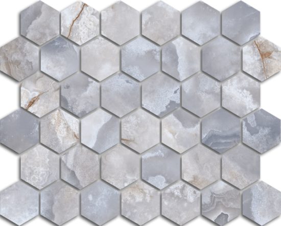 Treasure II Blue Dream Onyx 2x2 Carved Hexagon Mosaic
