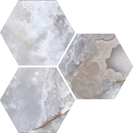 Treasure Blue Dream Onyx 6" Carved Hexagon | Glens Falls Tile & Supplies