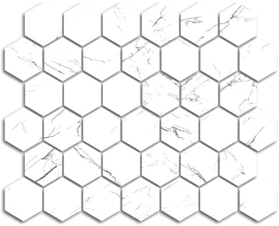 Treasure Ice White Marble 2x2 Polished Hexagon Mosaic | Glens Falls Tile & Supplies