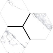 Treasure Ice White Marble 6" Carved Hexagon | Glens Falls Tile & Supplies