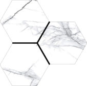 Treasure Ice White Marble 6" Carved Hexagon | Glens Falls Tile & Supplies