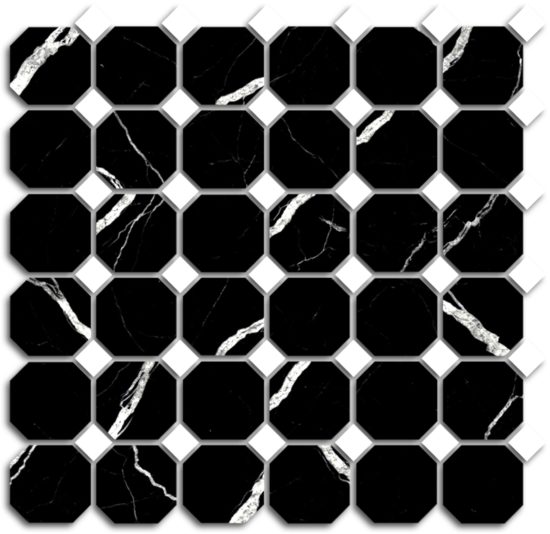 Treasure Midnight Nero Polished Octagon/Dot Mosaic | Glens Falls Tile & Supplies