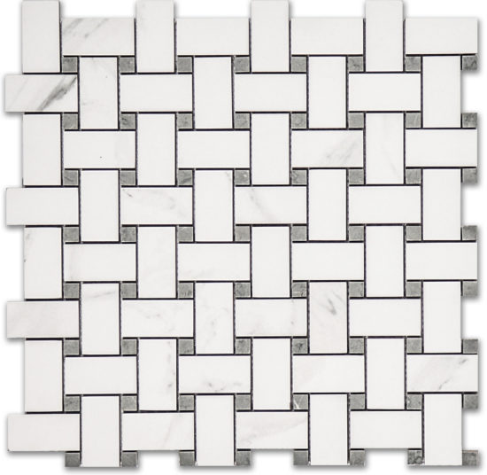 Treasure Statuario Polished Basketweave Mosaic | Glens Falls Tile & Supplies