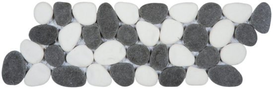 White & Black Reconstituted Pebble Interlocking Mosaic | Glens Falls Tile & Supplies
