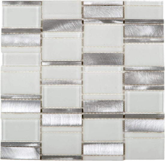 White Glass & Aluminum Mix Mosaic | Glens Falls Tile & Supplies