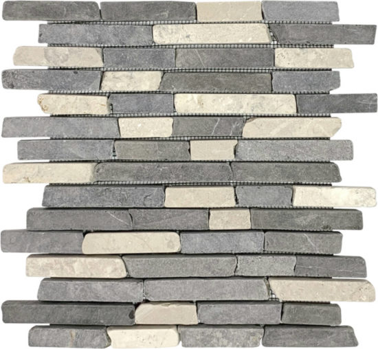 White Grey Broken Brick Marble Interlocking Mosaic | Glens Falls Tile & Supplies