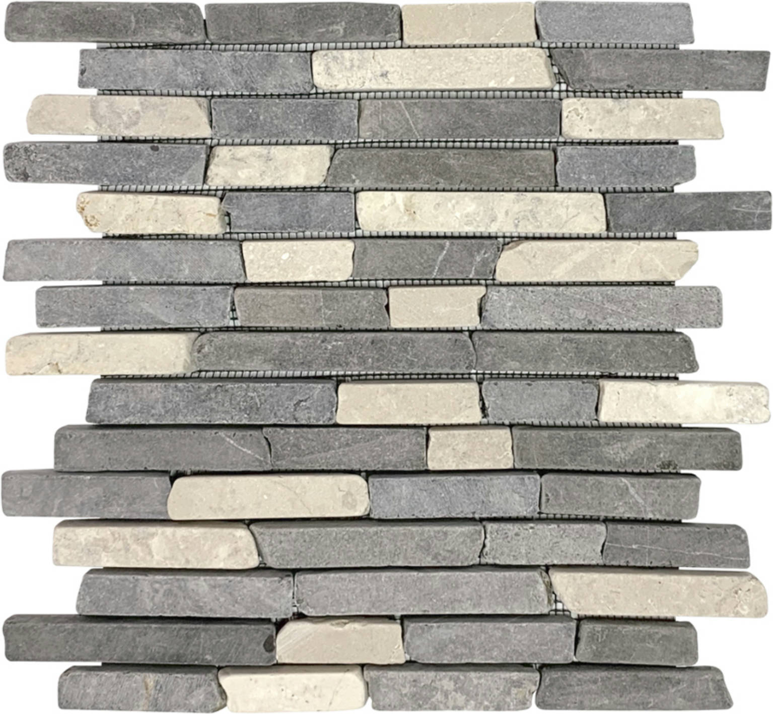 White Grey Broken Brick Marble Interlocking Mosaic | Glens Falls Tile & Supplies
