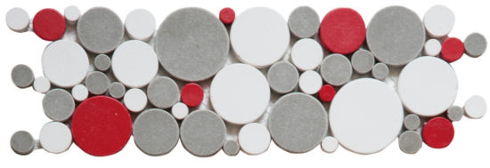 White Grey Red Penny Rounds Interlocking Border | Glens Falls Tile & Supplies