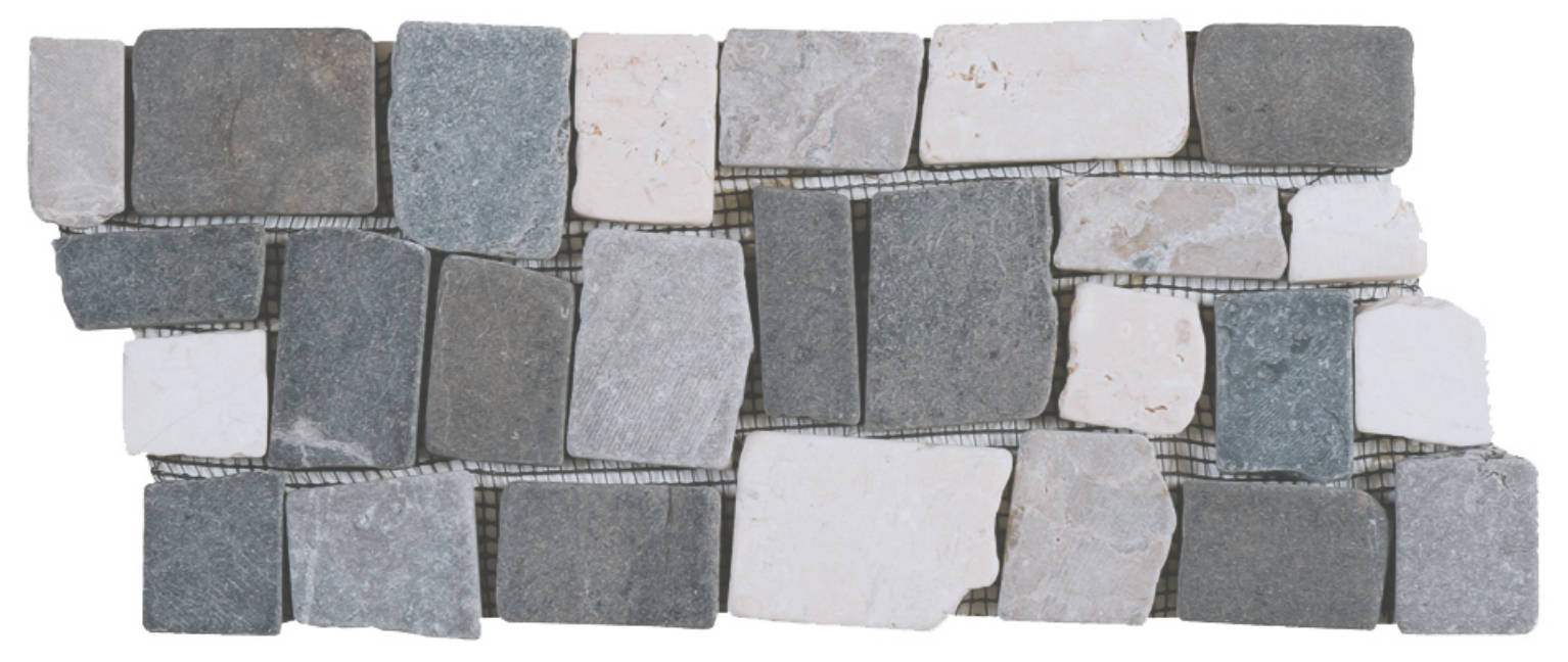 White Light & Dark Grey Cubic Marble Opus Interlocking Border | Glens Falls Tile & Supplies