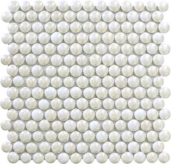 White Penny Round Pebbles Glass Mosaic | Glens Falls Tile & Supplies
