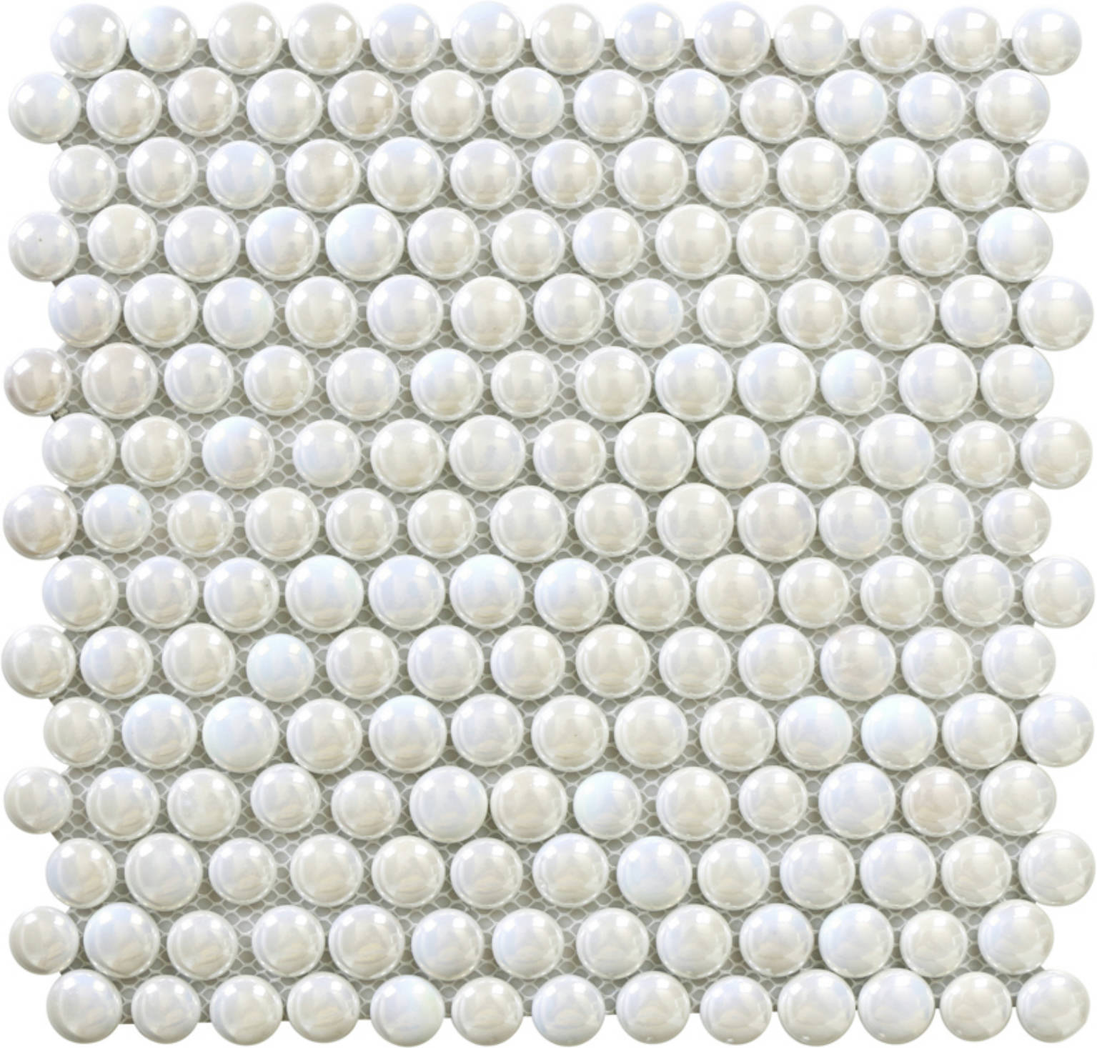 White Penny Round Pebbles Glass Mosaic | Glens Falls Tile & Supplies