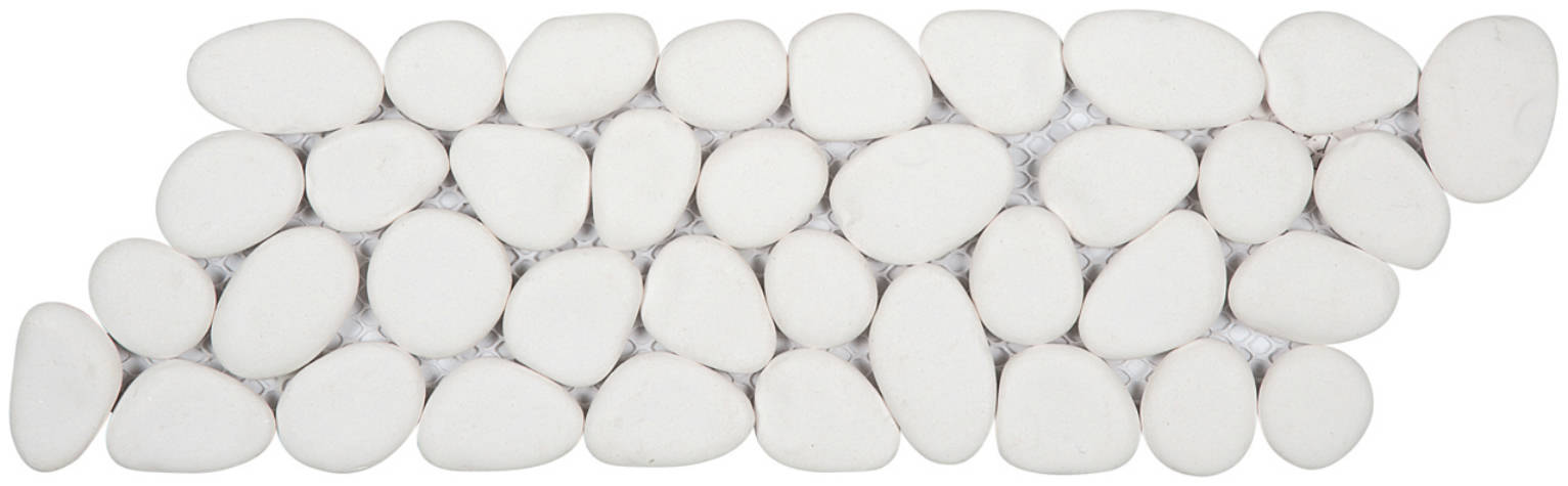 White Reconstituted Pebble Mosaic Interlocking Border | Glens Falls Tile & Supplies
