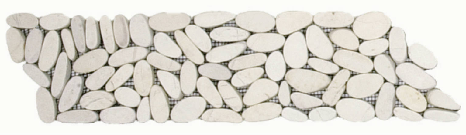 White Sliced Matte Pebble Interlocking Border | Glens Falls Tile & Supplies
