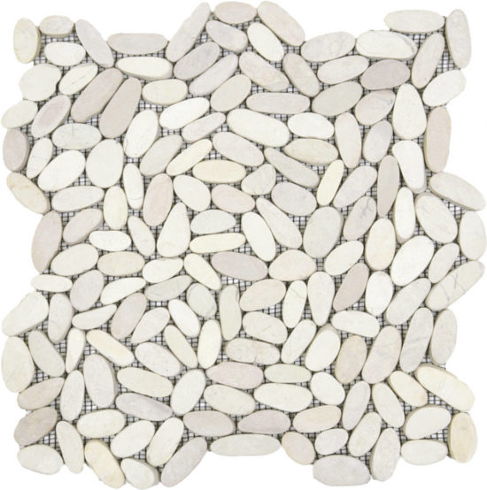 White Sliced Matte Pebble Interlocking Mosaic | Glens Falls Tile & Supplies