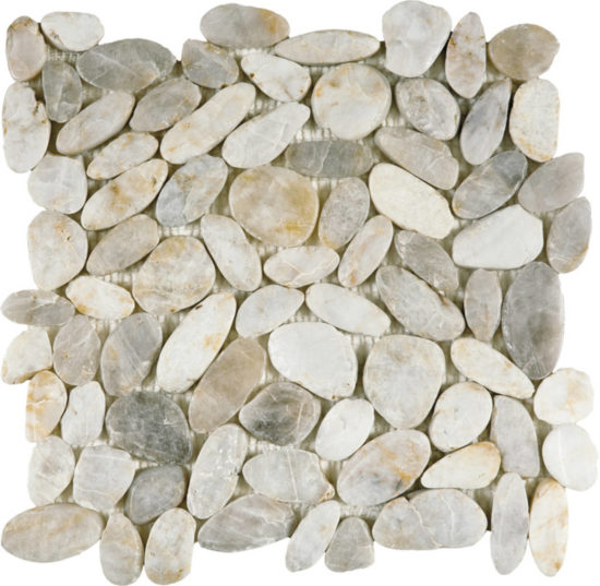 White Sliced Polished Pebble Interlocking Mosaic | Glens Falls Tile & Supplies