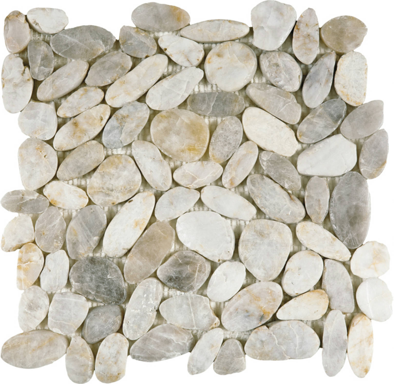 White Sliced Polished Pebble Interlocking Mosaic | Glens Falls Tile & Supplies